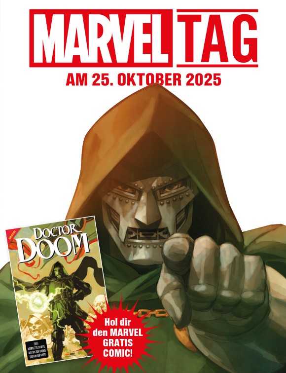 Unserer Pflicht ist erfüllt.

Am 25. Oktober ist MARVEL-TAG
Im Zeichen von DOOM DEM HERRSCHER DER WELT verneigen wir von comics total uns.
Wir haben:
Flyer verteilt. Poster aufgehängt. Gratis-Comics bereitgelegt. Jahrzehntelang einen Laden drum herum aufgebaut.
Jetzt bis Du dran!
