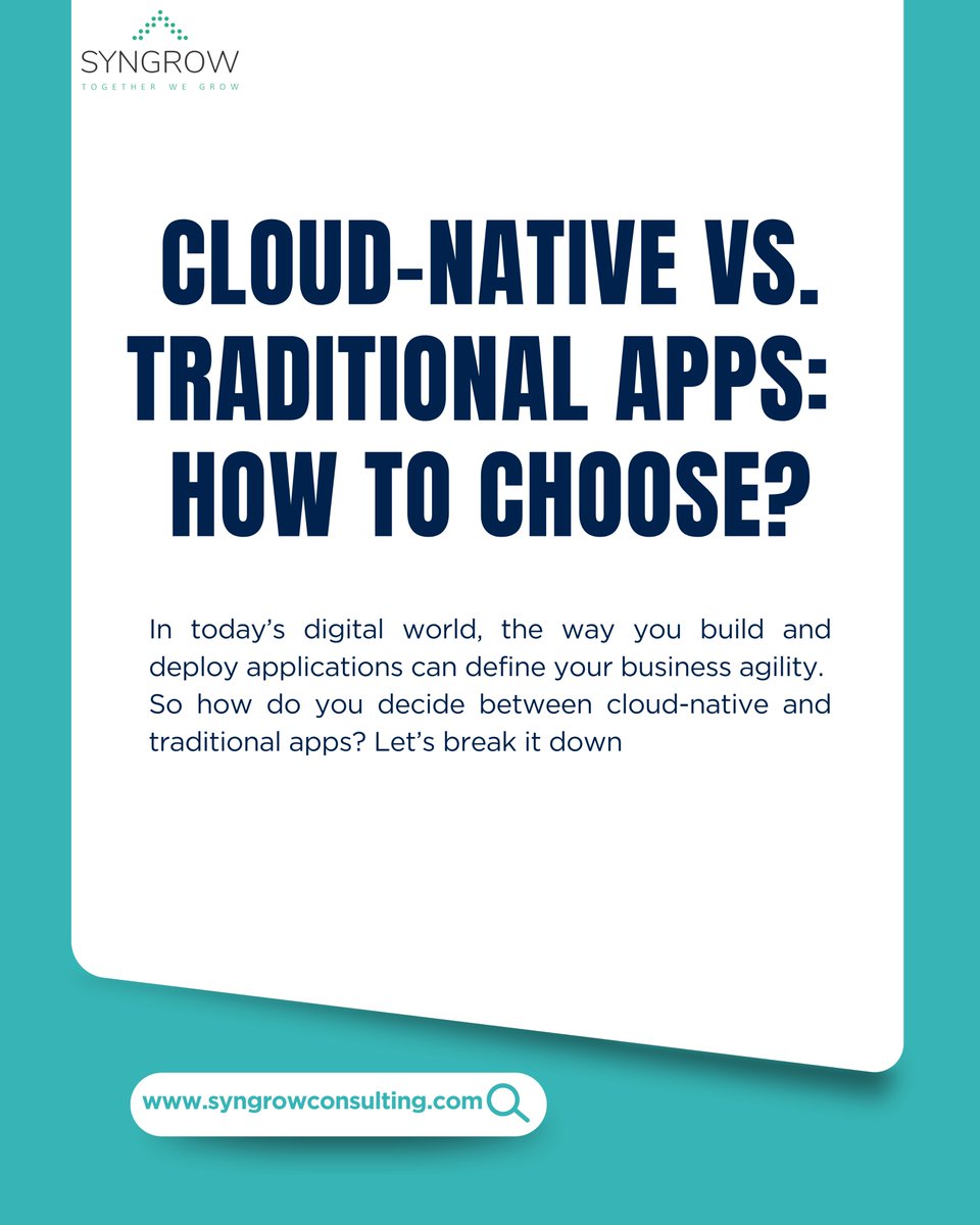 Syngrow_C's tweet image. Cloud-Native or Traditional — which fits your business best? The right choice depends on your goals: agility, scalability, or stability. Smart enterprises evolve strategically — blending both for innovation and control.
#CloudNative #DigitalTransformation #CloudComputing