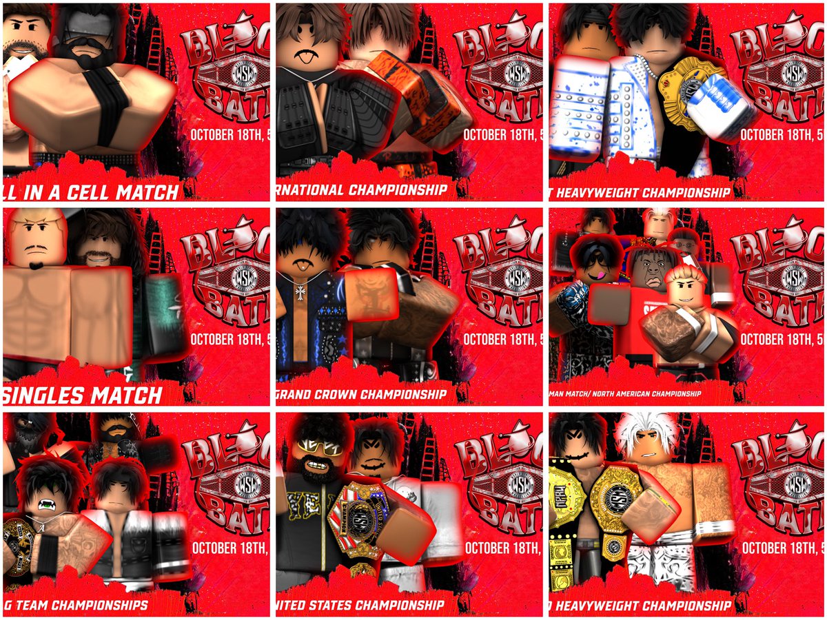 WSWOnRoblox's tweet image. 🚨BIG FIGHT FEEL🚨

The full #WSWBloodBath card has been announced. Drop your predictions down below. Which match is going to get match of the night? 

📍State Farm Arena
📅October 18th
⏰5pm

#WSW2025 #WSWBloodBath