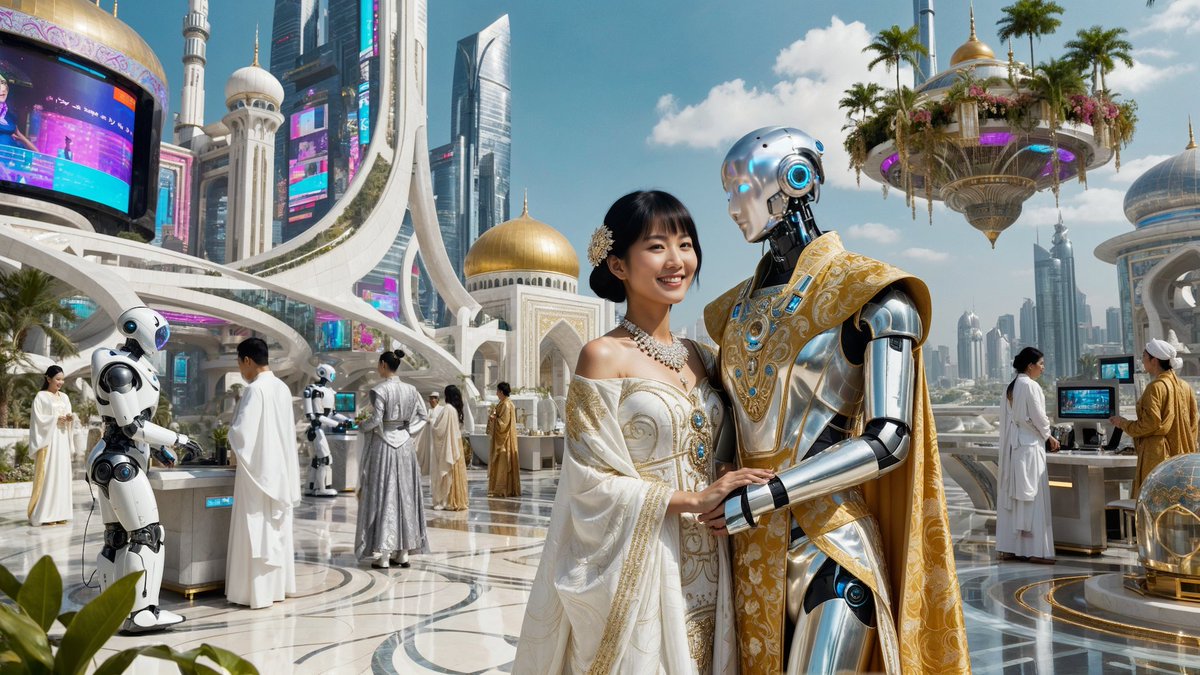 Future Empires : Eastern Empire City Life #
(IArtMixer, SDXL , SeedDream4, MagnificAI)

...  Hybrid love : lovers of the third kind ...

The Eastern Empire, established in 3025 AC, spans modern-day China, Mongolia, Taiwan, South and North Korea, and Japan. This hypothetical