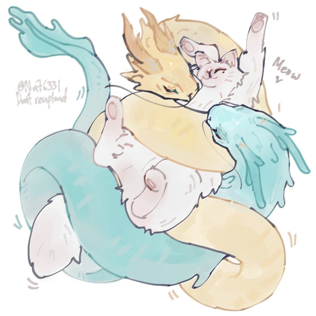 #Hengjing
龍攫住了牠們的太陽
光在糾纏中顫抖
像一場久違的夢
終於回到懷中

[雙龍戲貓]