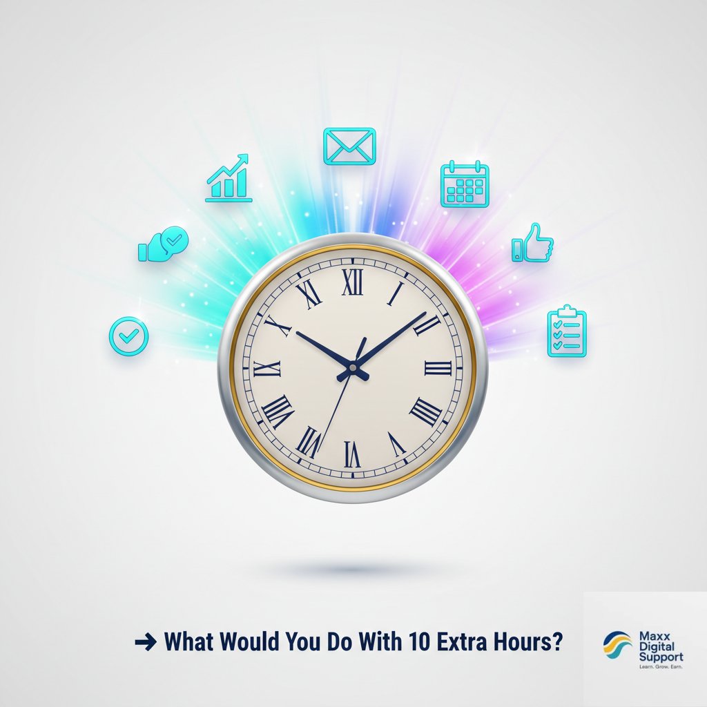 maxxdigisupport's tweet image. Imagine getting 10 extra hours back every week.

What would you do with that time; rest, grow, or create? 

At Maxx Digital Support, we build systems that give you your time back — so you can focus on what truly matters.

#Productivity #BusinessGrowth #MaxxDigitalSupport