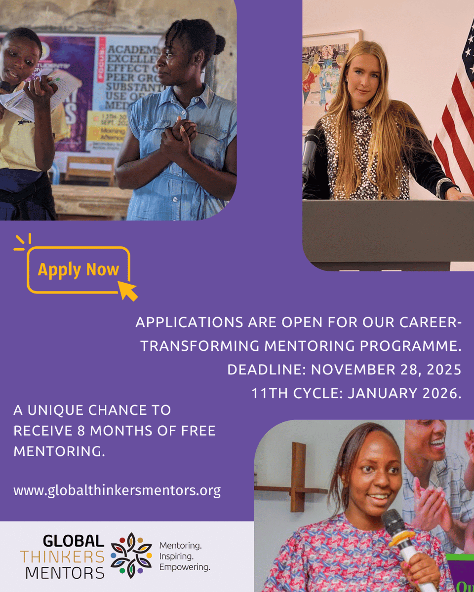 Our “ATHENA” #mentoring programme for women is accepting applications. APPLY NOW TO FIND YOUR MENTOR IN 2026! #women #knowledge #career <a href="/JAWorldwide/">JA Worldwide</a> <a href="/UNGEI/">UN Girls' Education Initiative</a> <a href="/GirlUp/">Girl Up</a> <a href="/GlobalFundWomen/">Global Fund for Women</a> <a href="/TheWomensOrg/">The Women's Organisation</a> <a href="/GirlsNotBrides/">Girls Not Brides</a> <a href="/AfDB_Group/">African Development Bank Group</a> ow.ly/kVSN50C29oJ