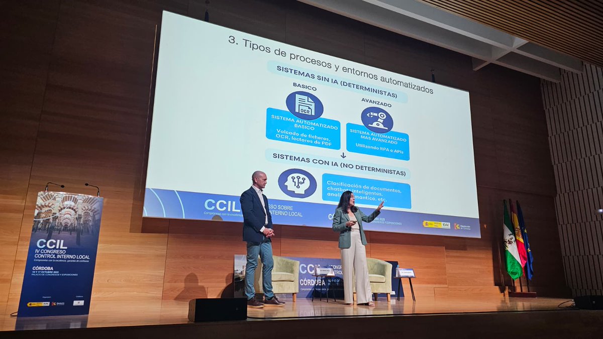 ¿Cómo auditar procesos automatizados? En el
#CCIL25, Ernest Ruiz de <a href="/DiputacioGirona/">Diputació de Girona</a> y <a href="/SandraBarrio/">Sandra Barrio</a> de <a href="/CamaraCuentas/">Cámara de Cuentas de Andalucía</a> analizan el impacto de la #IA y la #automatización en el #ControlInterno local.
#TransformaciónDigital #GestiónPública