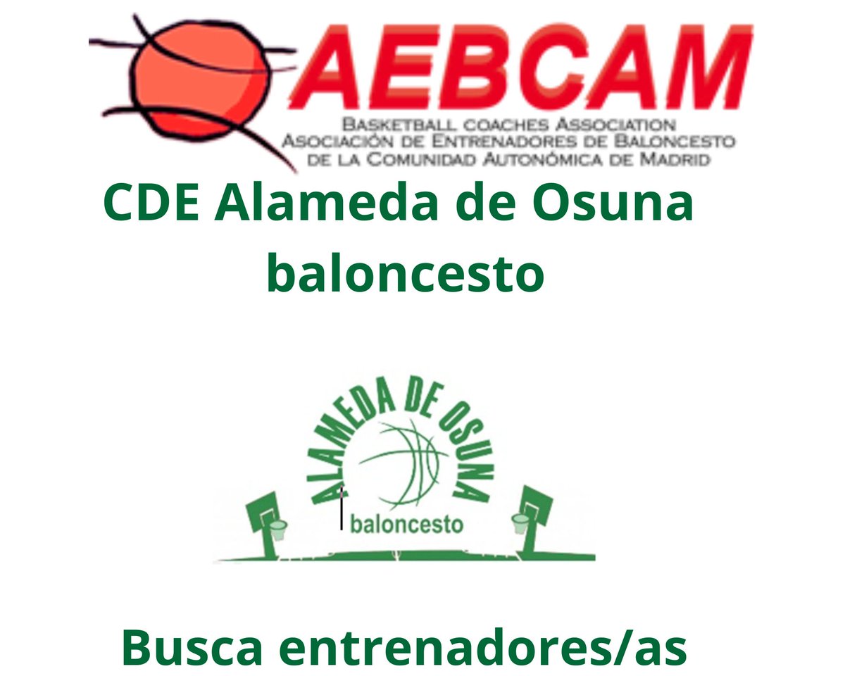 El CDE Alameda de Osuna Baloncesto busca entrenador/a Nivel 2 o superior para su equipo Sub22 Femenino (1ª División).

🗓️ Lunes 21:30-23:00
🗓️ Miércoles 20:30-22:00
🗓️ Viernes 21:00-22:00
📲 Más info: Sergio – 615 462 286
#AEBCAM #BaloncestoMadrid #EntrenadoresBaloncesto