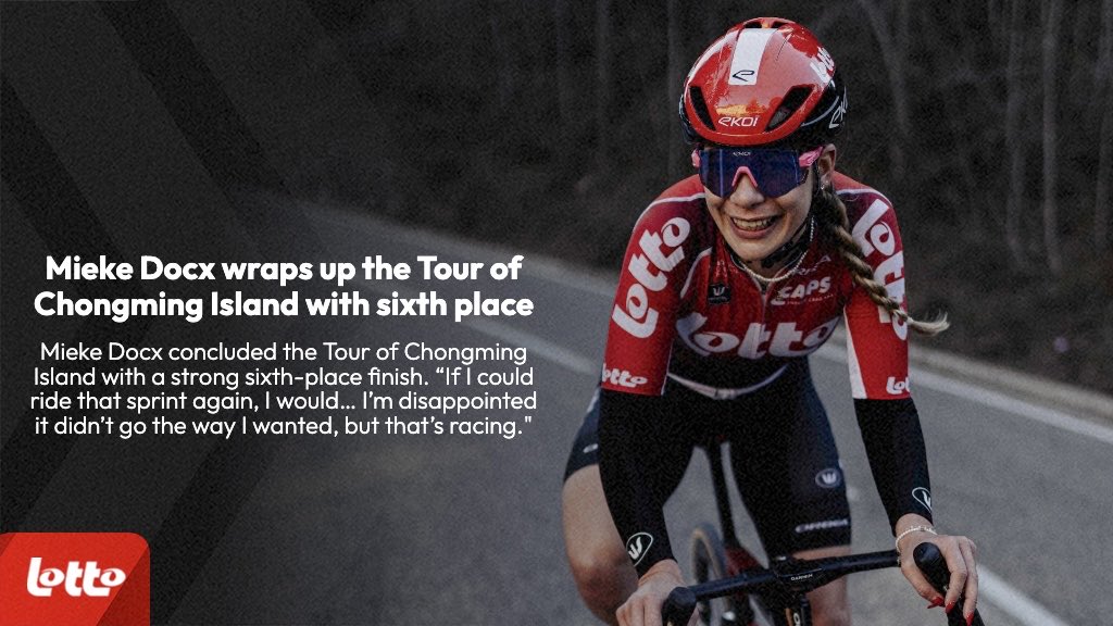 🇨🇳 #TourofChongmingIsland

<a href="/MiekeDocx/">Mieke Docx</a> wraps up the Tour of Chongming Island with sixth place. 👊🏼

Read more: lottocyclingteam.be/en/news/detail…