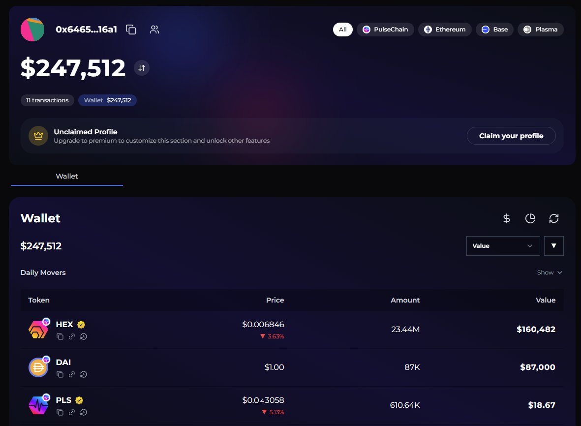over the past 24 hours a fresh wallet funded from Coinbase bridged in a total of $250k DAI to PulseChain and started buying HEX

you want to become rich, start buying bottoms

plsfolio.com/address/0x6465…