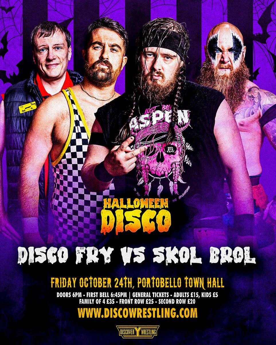 DiscoWrestling's tweet image. 🚨 MATCH ANNOUNCEMENT 🚨

SKOL BROL are about to get Frylent &amp;amp; Funky as they take on The Disco Fry in tag team action at Halloween Disco 🍟🔥

Tickets still available 🎟️ Link in replies 👇🏻