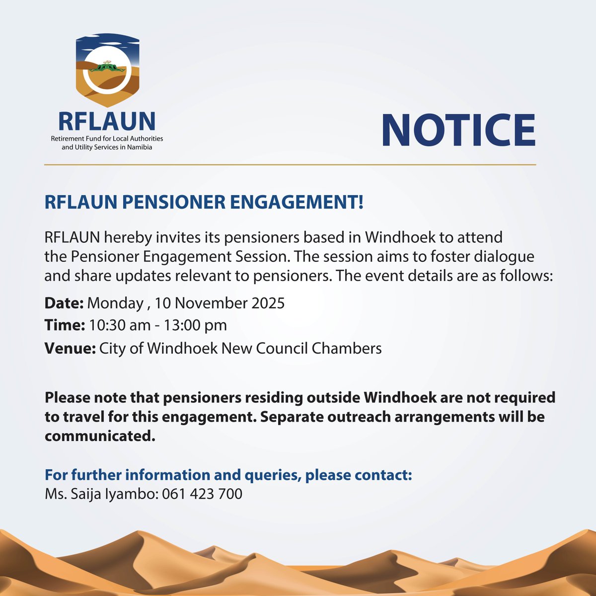 NOTICE!!!

For RFLAUN Pensioners only.