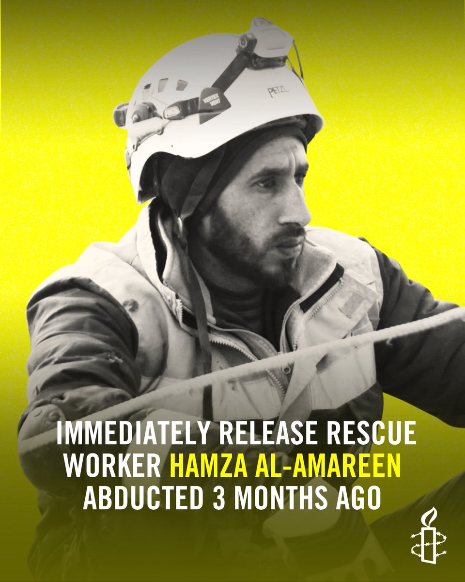 AmnestyMENA's tweet photo. 🚨 We call on Druze armed group in Suwayda to disclose the fate and whereabouts of rescue worker C, and to release him and return him to his family immediately. https://t.co/1GPNBuWiAa