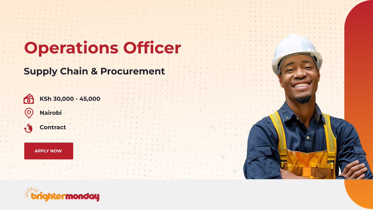BrighterMonKE's tweet image. 🚨 Job Alert!
Seeking a Mid-level Operations Officer to supervise daily operations, monitor sales, and ensure efficiency. Apply Now!
brnw.ch/21wWFA1
Know someone perfect for this? Share or tag them!
#NowHiring #JobsInKenya #BrighterMondayKenyaJobs #EndUnemploym...