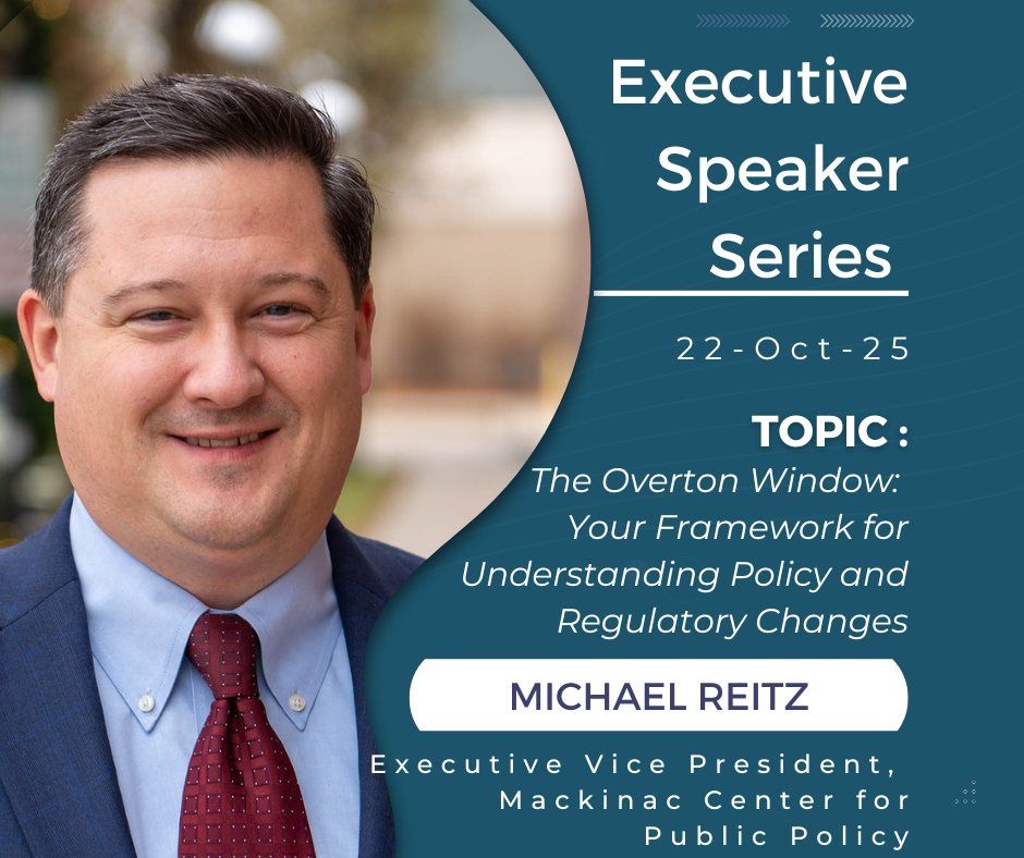 managertools's tweet image. 👋 Meet Michael Reitz—Executive Vice President, Mackinac Center &amp;amp; expert on public policy.

📅 Oct 22 | 🕒 3 PM ET
💬 Topic: The Overton Window—what drives regulatory &amp;amp; societal change?

#PublicPolicy #OvertonWindow #Leadership #ExecInsights