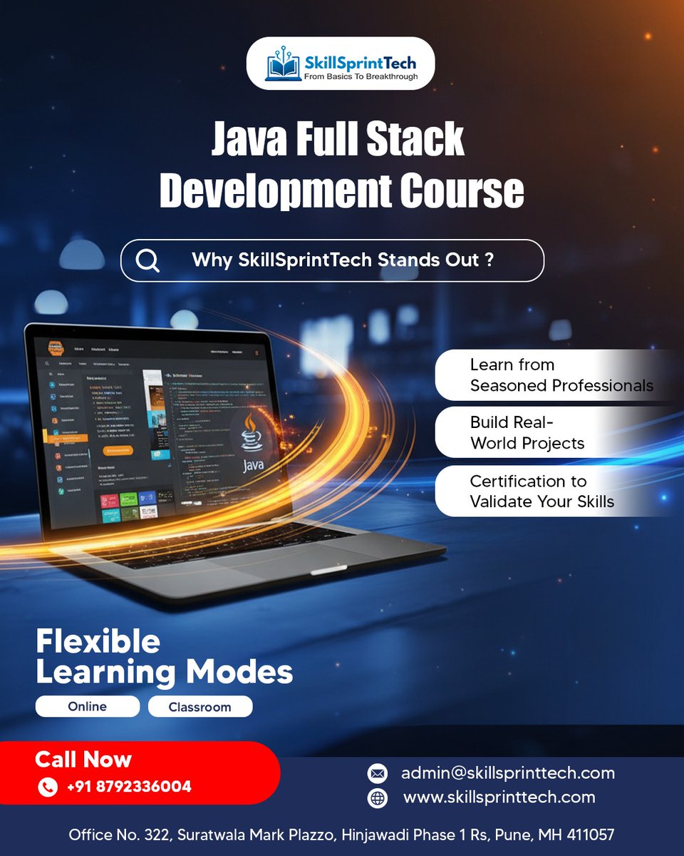 Skillsprinttech's tweet image. 🚀 Kickstart your Full Stack Developer career with SkillSprint Tech's Java Course! Learn from experts, build real projects, earn a certificate, and get job placement assistance. Online & Classroom options available!
#JavaFullStack #TechCareer #SkillSprintTech