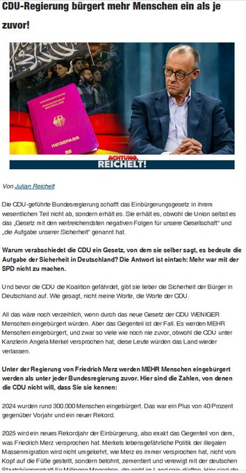 CDU-Regierung  bürgert  mehr  Migranten  ein  als  je  zuvor!
