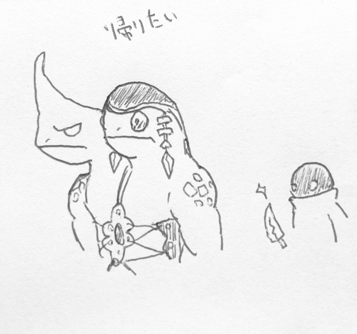 これは今日の仕事中に製造されたモラージャジャの落描き