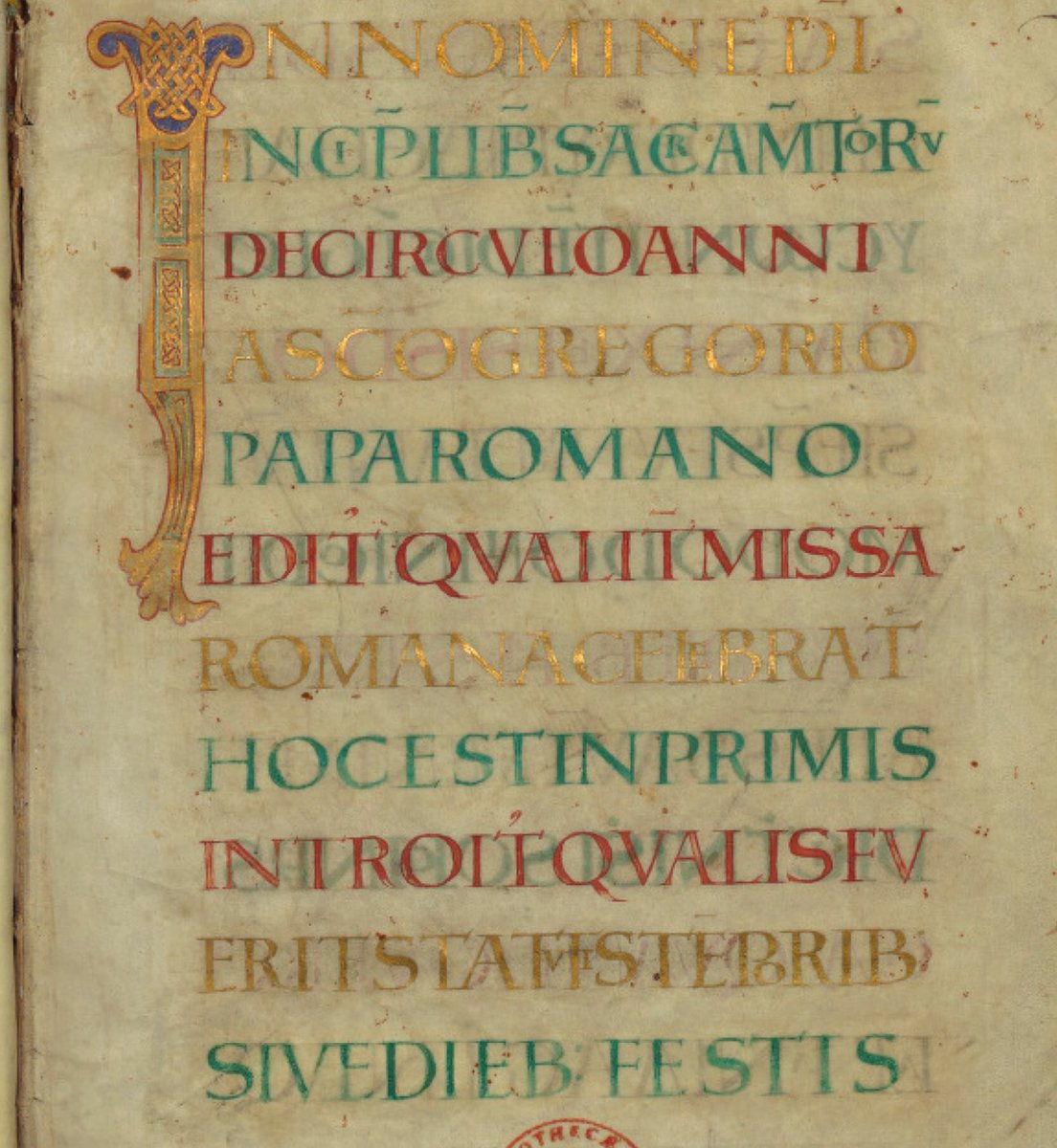 Mes manuscrits préférés. On remonte le temps jusqu’en l’an de grâce 869-870, date de ce sacramentaire de Charles le Chauve. Il est incomplet, fragmentaire, ou bien jamais achevé. Mais les premiers cahiers sont vertigineux de beauté et de maîtrise artistique. Cote Latin 1141 ⤵️
