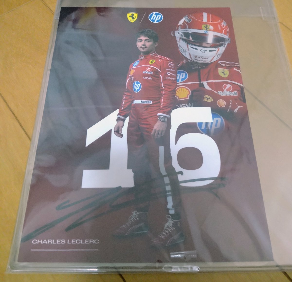 直筆サインドライバーズカード（ラッセル・ラティフィ） Scuderia Ferrari 2023ドライバーズカード-Charles Leclerc直筆サイン