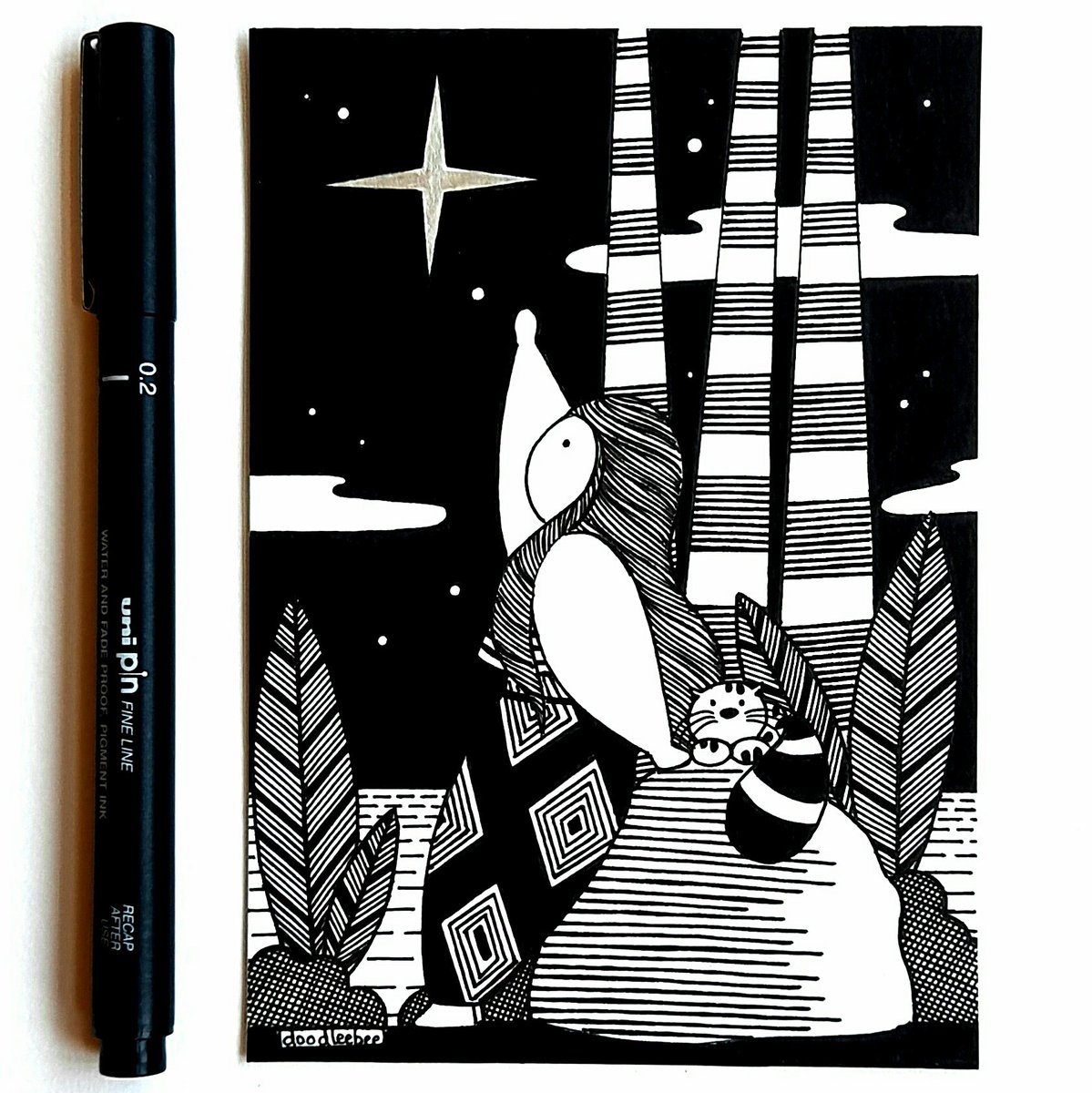 Inktober Prompt 16 - Blunder

I wonder what a cosmic blunder the heavens created..
By bringing me down here instead of having me shining up there.

#Doodleebee #inktober2025 #inktober #starchild #cosmos #artwork