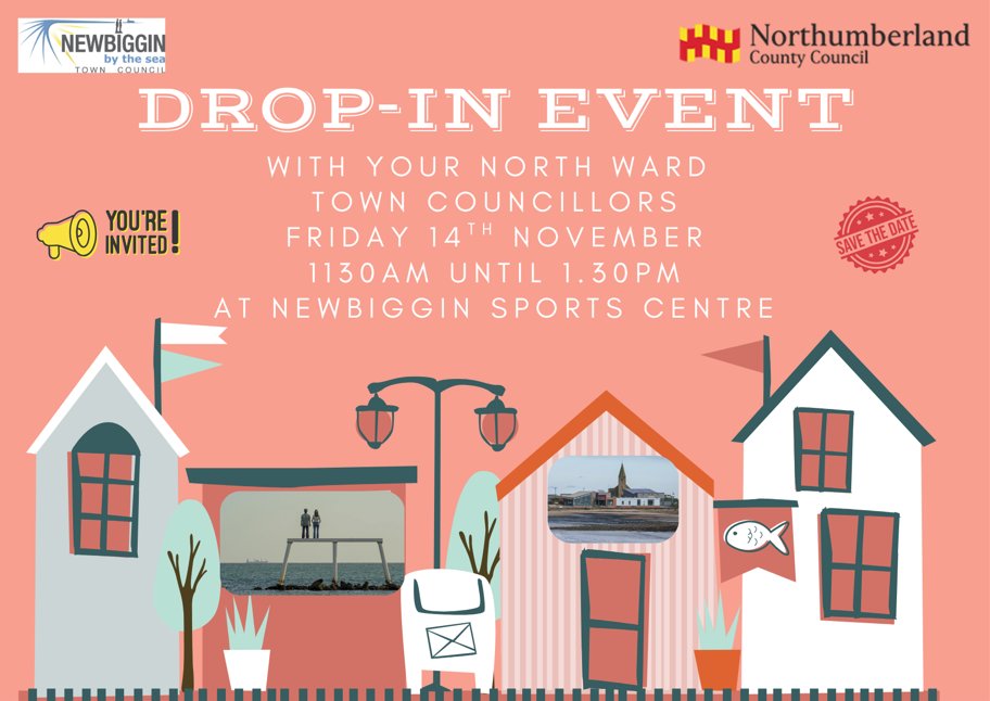 𝗗𝗿𝗼𝗽-𝗜𝗻 𝗘𝘃𝗲𝗻𝘁 𝘄𝗶𝘁𝗵 𝗬𝗼𝘂𝗿 𝗡𝗼𝗿𝘁𝗵 𝗪𝗮𝗿𝗱 𝗧𝗼𝘄𝗻 𝗖𝗼𝘂𝗻𝗰𝗶𝗹𝗹𝗼𝗿𝘀 Meet your North Ward Town Councillors for an informal drop-in session at Newbiggin Sports Centre!  Come along for a chat and share your thoughts! Everyone is welcome!
#newbiggin