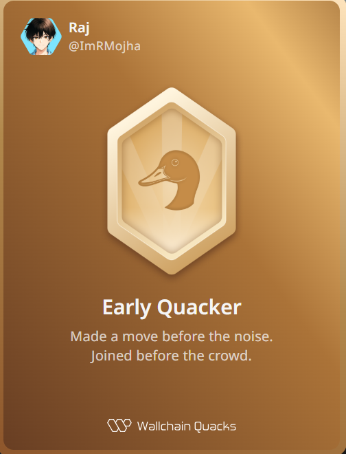 I am an early <a href="/wallchain_xyz/">Wallchain Quacks</a> quacker
  
I am eligible for Genesis NFT mint
  
I am eligible for QUACK airdrop   

I am pre-rich. 

gQuack 🦆