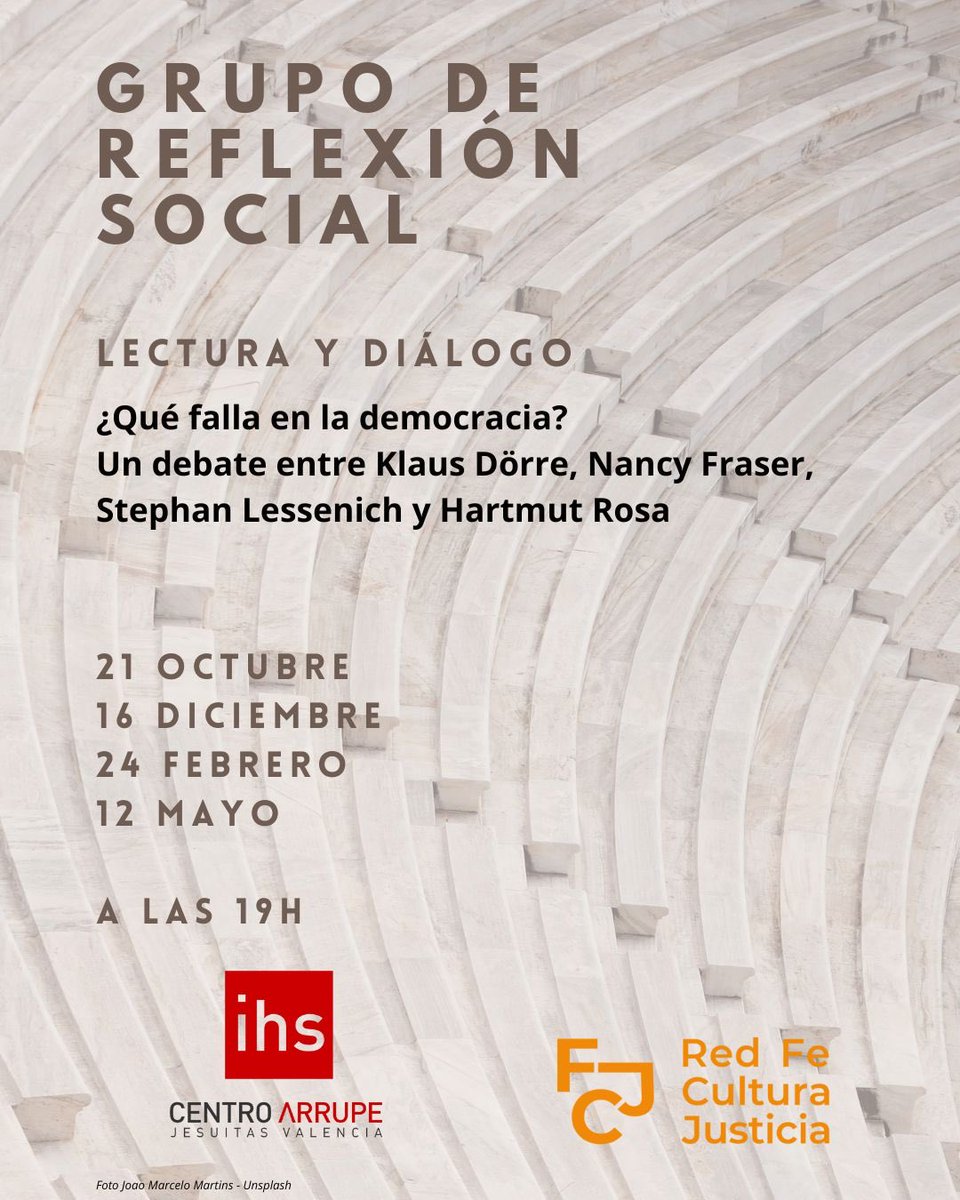 La teóloga Amparo Navarro Salvador proponiéndonos espacios y lecturas interesantes y muy necesarias para iluminar nuestra vida política!
⁦<a href="/ampa_navarro/">Amparo Navarro</a>⁩ ⁦<a href="/centroarrupe/">Centro Arrupe-Jesuitas Valencia</a>⁩