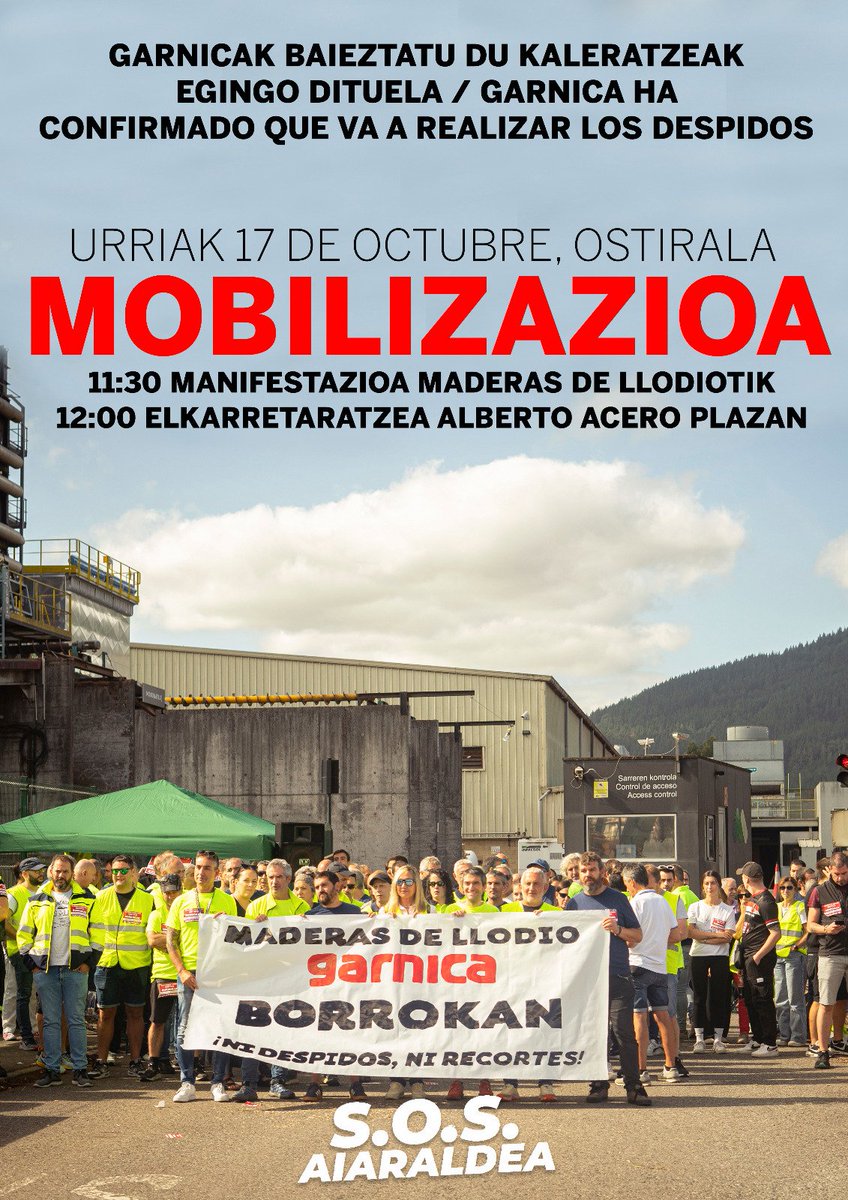 🔴 ADI! 🔴

Garnicak baieztatu du Maderas de Llodion kaleratze kolektiboa ezarri nahi duela 

Bada urrats bat gehiago emateko garaia 👇👇

🔊 Ostiral honetan MOBILIZAZIOA 

📍11:30ean manifestazioa Maderas de Llodiotik

📍12:00etan elkarretaratzea Alberto Aceron

Animatu! ✊✊✊
