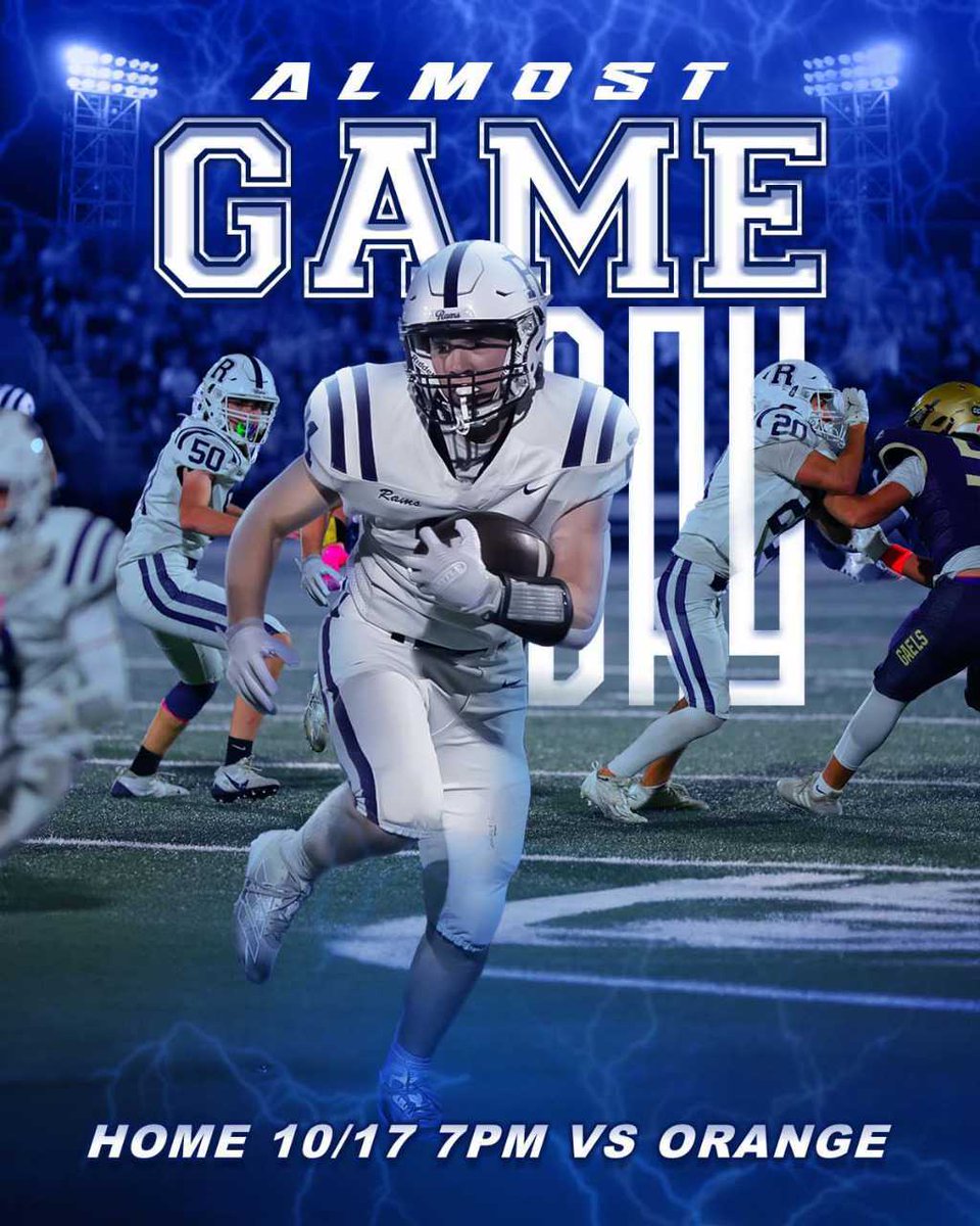 RandolphRamsFB's tweet photo. Almost Game Day! 🏈🐏
Feels like the week we turn the corner—W #1 incoming! 

🏟️ Home vs Orange • Fri 10/17 • 7PM

🎥 Stream: https://t.co/OLDyHJ51UY

Let’s pack the stands &amp; finish strong! 💙🐏
#RandolphRams #GameDay #RamPride #FridayNightLights #GoRams https://t.co/MHcmylS4aH