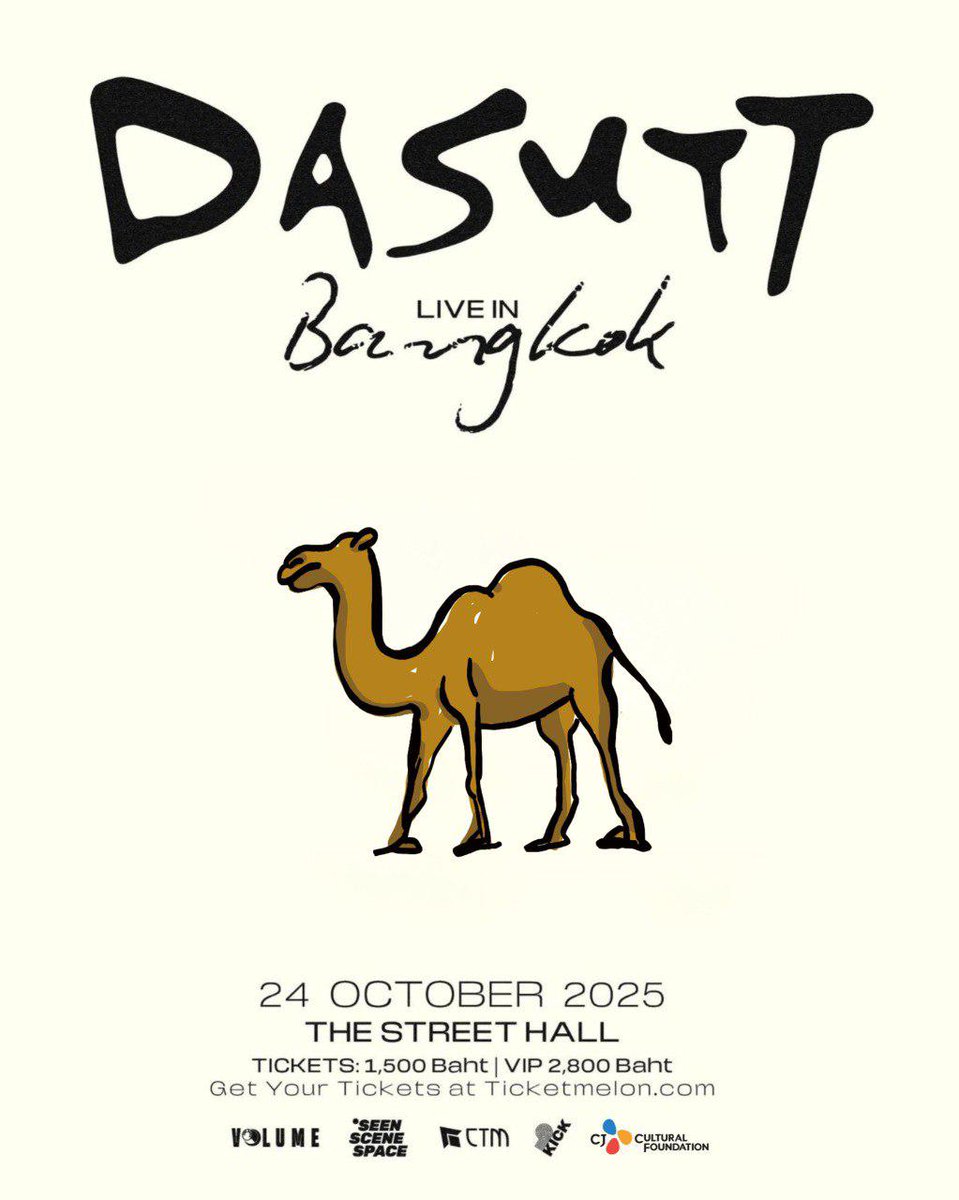 Seen Scene Space presents
DASUTT Live in Bangkok 2025

ใกล้เข้ามาแล้ว กับการมาเยือนไทยครั้งแรกของ DASUTT วงอินดี้ร็อกจากเกาหลีใต้ วันศุกร์ที่ 24 ตุลาคมนี้ ที่ The Street Hall รัชดาฯ ซื้อบัตรได้แล้ววันนี้ทาง Ticketmelon.com

Date : 24 October 2025
Venue : The Street