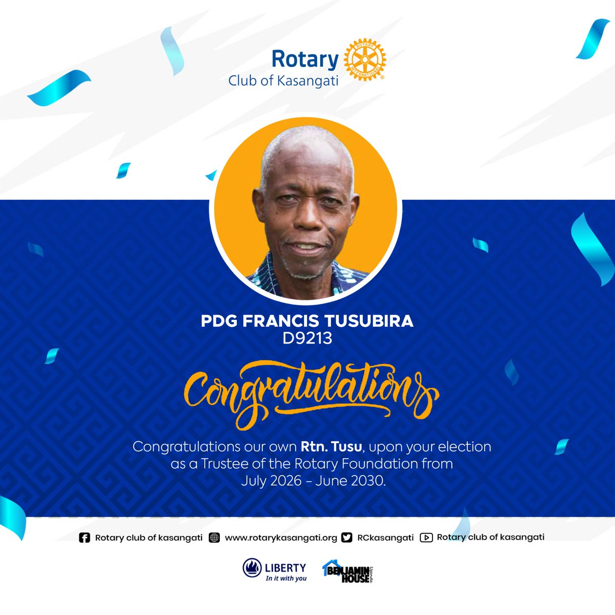 We warmly congratulate Rtn. Tusu upon this appointment
#RotaryEyamba
#TearGasRepublic
#RCKasangati