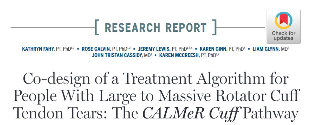 Bringing patient partners into the research design

The CALMeR Cuff Pathway, co-designed with patients to support them in managing medium- to large-rotator cuff tears.

Learn about the process and the recommendations for management ➡️ ow.ly/xoQE50W8MBG

#yourJOSPT