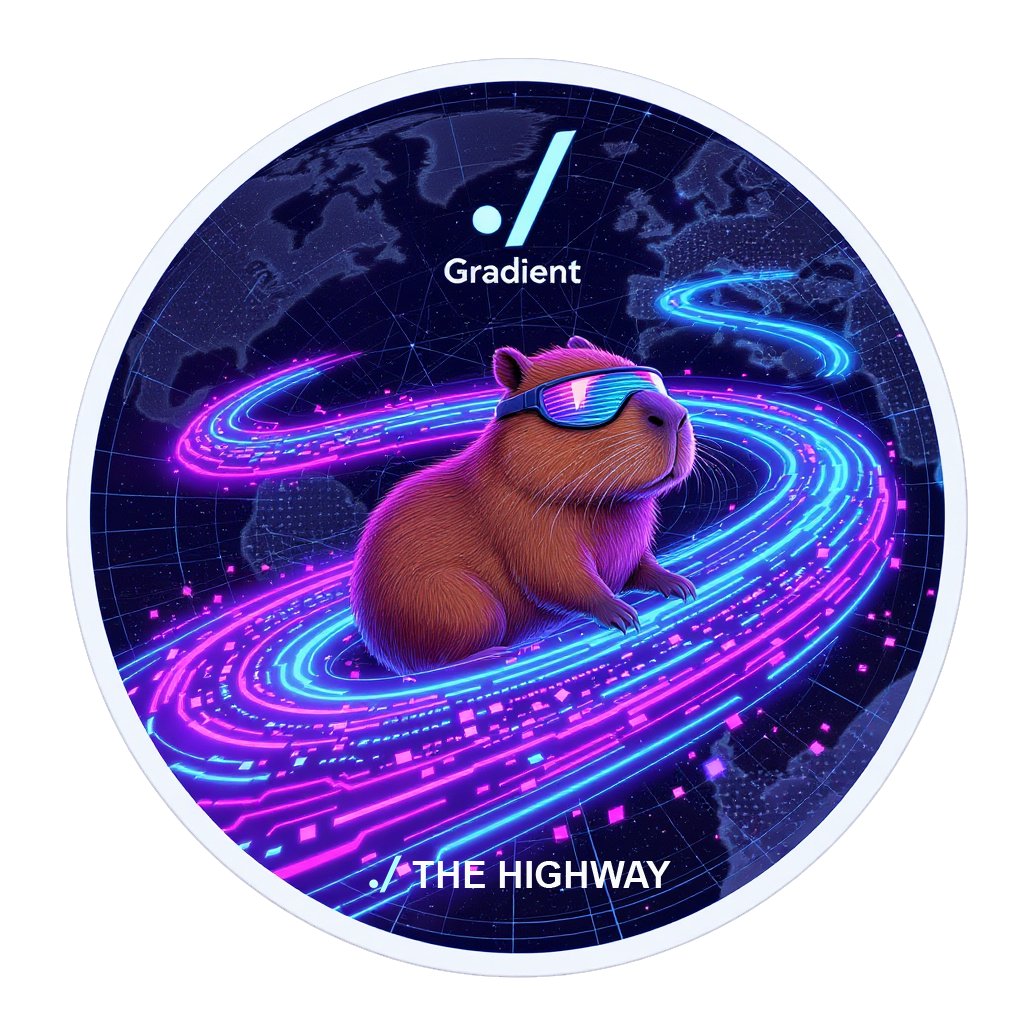 syaq96382486's tweet photo. ./search./find./comprehend
I find my personal life is related to the Gradient!  

My last submission🙆‍♂️ #gradientsticker @Gradient_HQ @gradientintern

1. Capybara on the Gradient Wave
2. Capybara as a Decentralized Node
3. Capybara &amp; the Lattica Data Highway https://t.co/Qb3kXUM93y