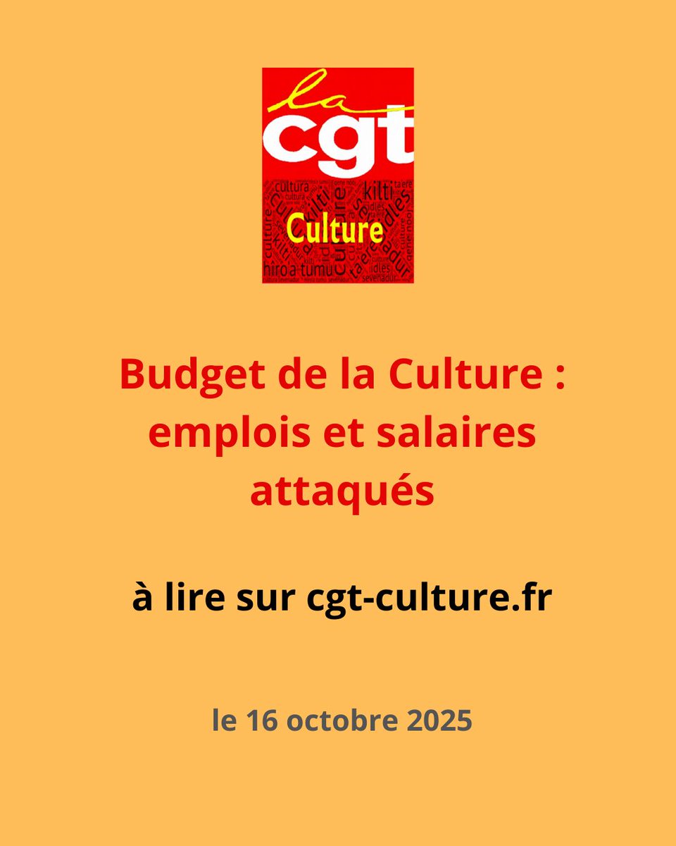 cgt_culture's tweet photo. Budget 2026 du @MinistereCC : emplois et salaires attaqués !
https://t.co/taPpasCbQh https://t.co/KTXrKlT4RN