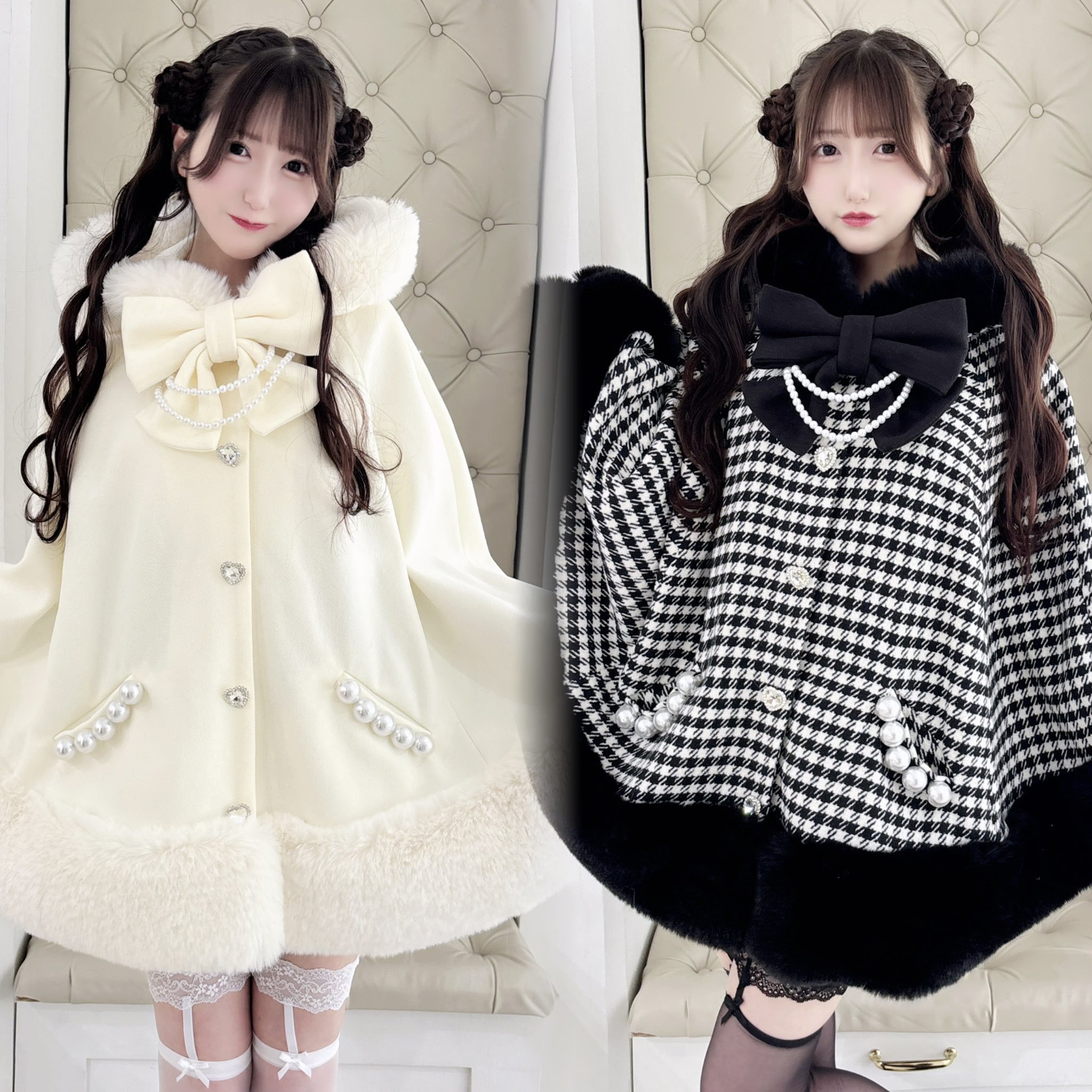 MARS薄紫のリボン付きケープコート MA*RS（アメーバーマーズ）の「リボン付きボリュームファー