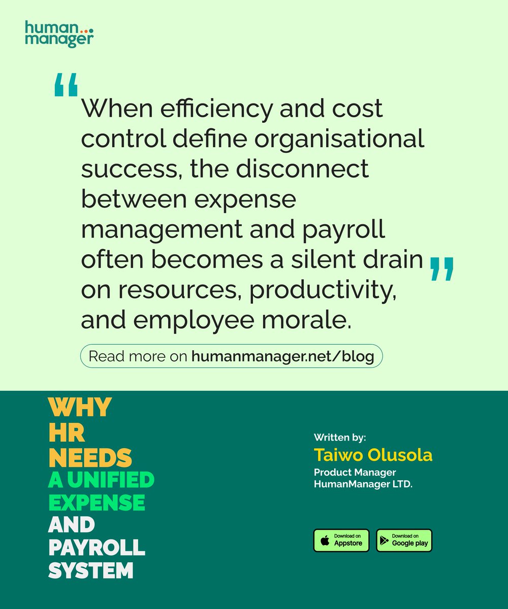 HumanManagerNig's tweet image. Payroll and expense management disconnect? 

Every gap between what’s earned, spent, and tracked is a silent money drain that chips away at overall success.

Here’s why it matters and how to get it right: bit.ly/HRExpensePayro…

#humanmanager #payrollandexpensemanagement