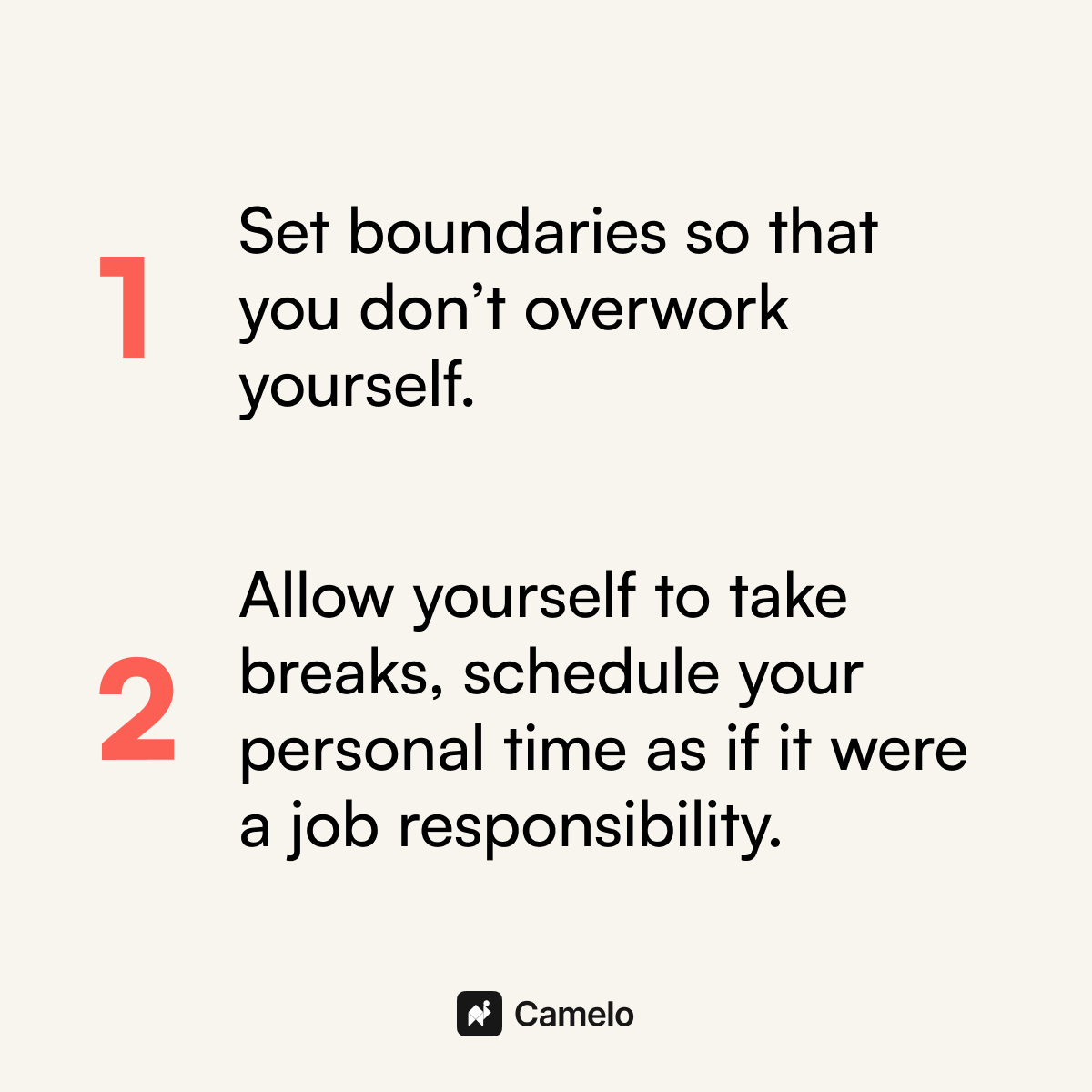 CameloHq's tweet photo. Small business owners: You can't pour from an empty cup ☕
5 practical tips to help you balance business growth with personal wellbeing. Which one hits home for you?
#Camelo #ShiftWorkMadeEasier #WorkLifeBalance https://t.co/6m03MD8HDY