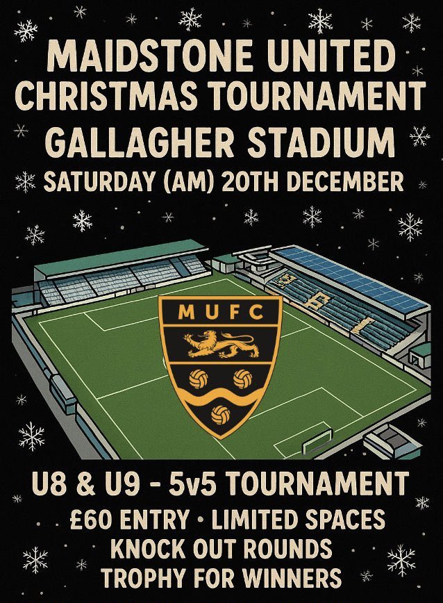 📣U8 &amp; U9 teams join us for Festive football ❄️🏆 at Gallagher Stadium

form.jotform.com/252882826278370
