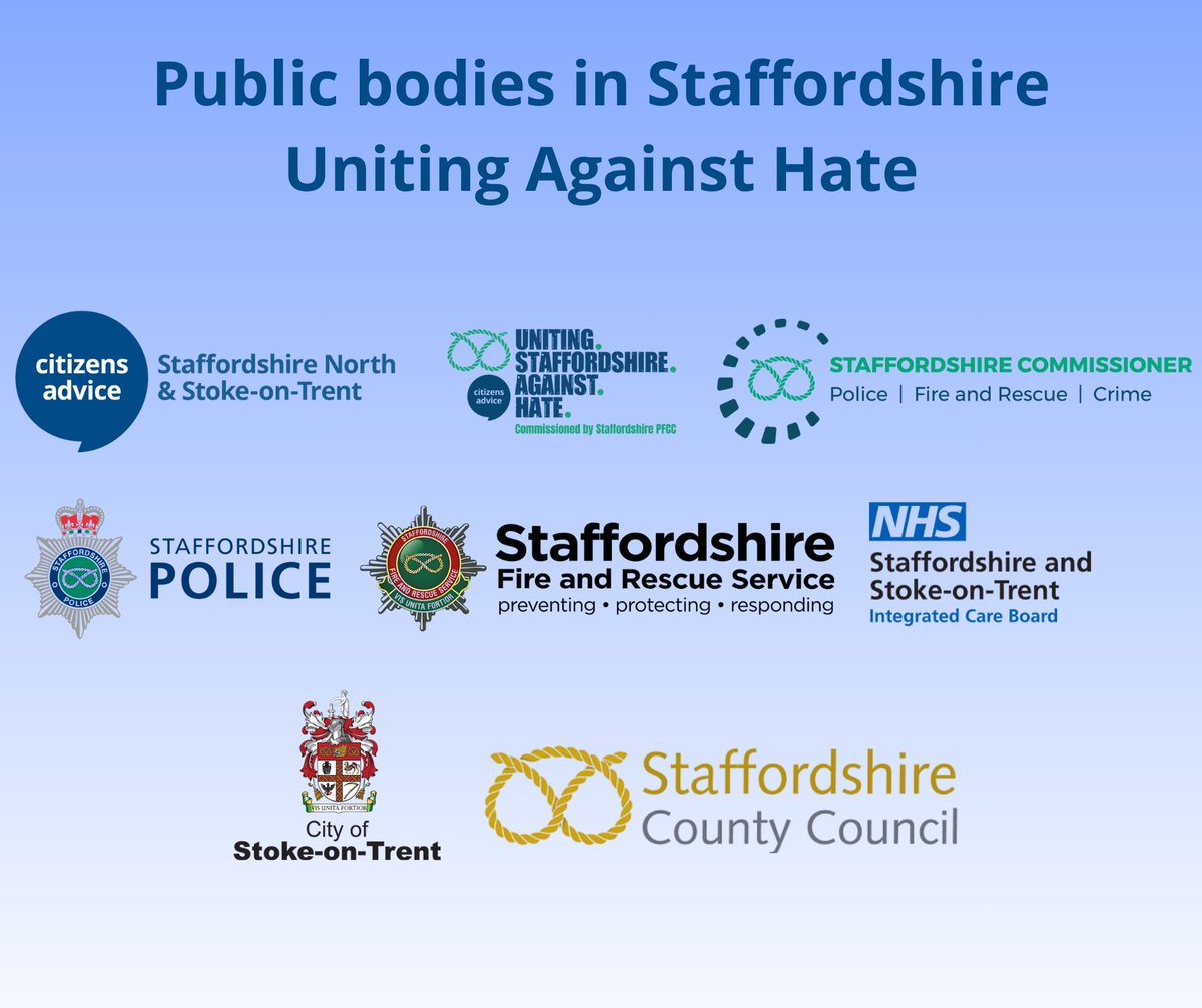 Citizens Advice Staffs North & S-oT (@sns_cab) on Twitter photo Public bodies including police, fire, a local council and the NHS are showing their opposition to hate and have issued a joint statement that hate has no place in Staffordshire and Stoke-on-Trent.
Read more on our website: casns.org.uk/public-bodies-โฆ Public bodies including police, fire, a local council and the NHS are showing their opposition to hate and have issued a joint statement that hate has no place in Staffordshire and Stoke-on-Trent.
Read more on our website: casns.org.uk/public-bodies-โฆ