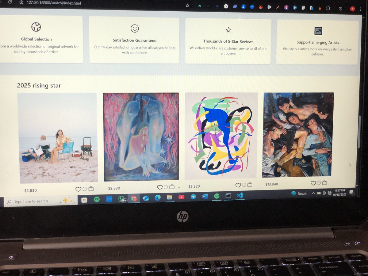 damola_D1's tweet image. I recently built a clone of the Saatchi Art website as a learning project.
It helped me practice responsive design, layout structure, and modern web development techniques.
Excited to keep improving and working on more real-world projects
#sqiicit #learning #fronted