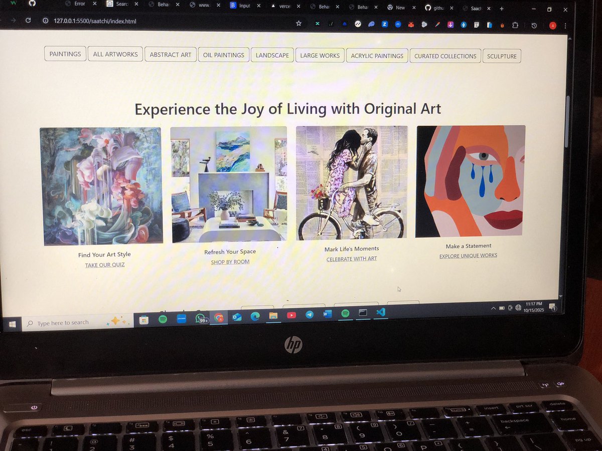 damola_D1's tweet image. I recently built a clone of the Saatchi Art website as a learning project.
It helped me practice responsive design, layout structure, and modern web development techniques.
Excited to keep improving and working on more real-world projects
#sqiicit #learning #fronted