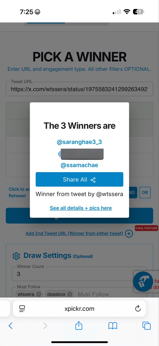 wtssera's tweet photo. hii! congratulations on winning my giveaway!

@bugwears
@rubyvelvet_
@Equinoxity0512
@quinaissance
@adoredbyjen
@saranghae3_3 
@ssamachae
@AdyefaiR 

kindly send me a dm within an hour to claim your prize ^^ photocards will be given randomly! 🫶🏻

(redrew 4 since they didn’t follow the mechanics!)