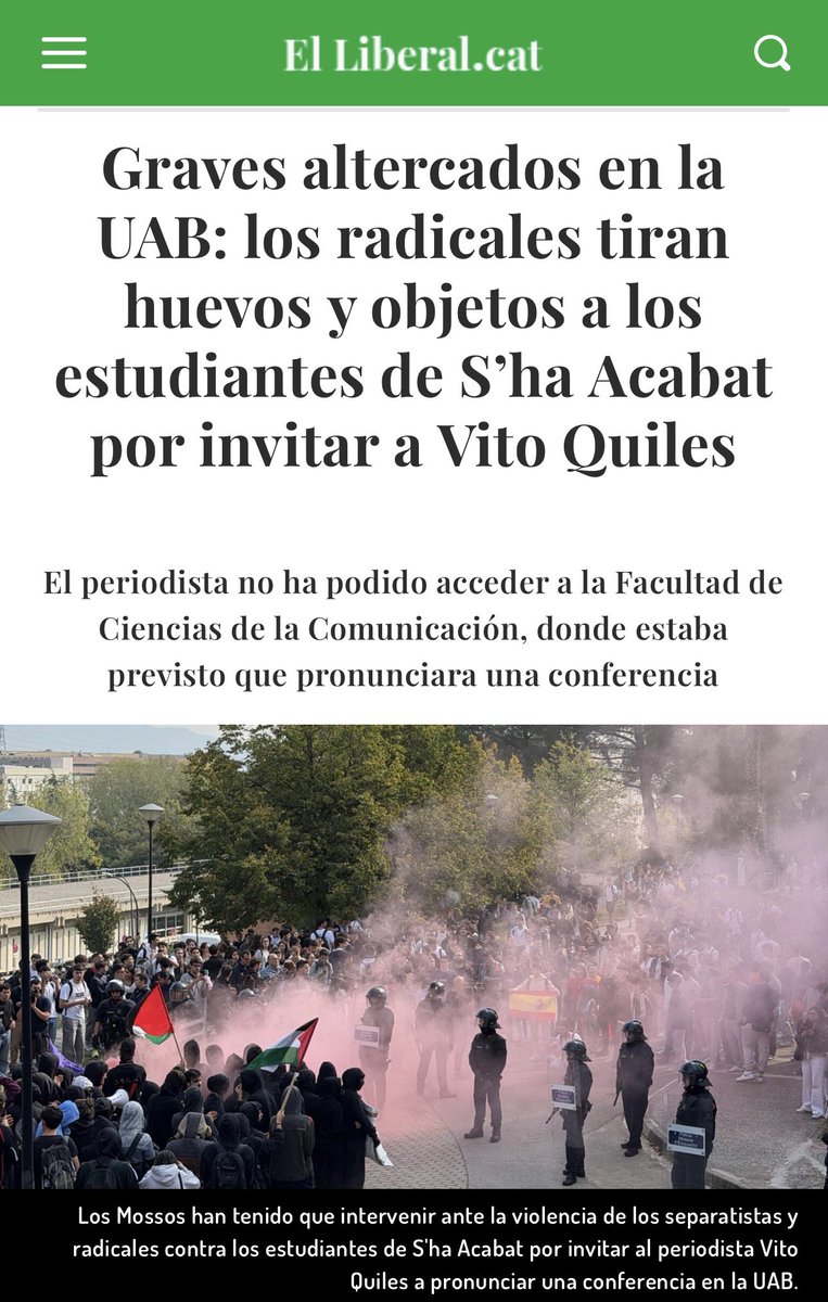 🚨Una universidad debe proteger a los estudiantes y su derecho constitucional de reunión y manifestación.

Lo que la UAB hace es proteger a los terroristas callejeros que revientan sus instalaciones. 

Es el mundo al revés. No lo permitiremos.