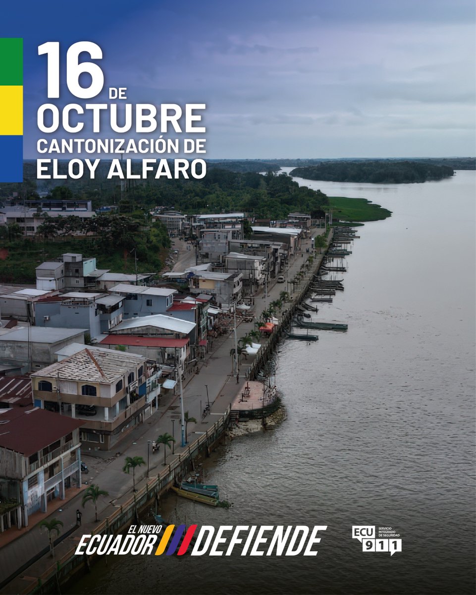 🎉 ¡Feliz aniversario, cantón Eloy Alfaro!

El <a href="/ECU911_/">ECU 911</a> Esmeraldas se une a la celebración por un año más de cantonización de esta tierra llena de historia, cultura, trabajo y esperanza.

Que este nuevo aniversario sea motivo de orgullo y compromiso para seguir construyendo un