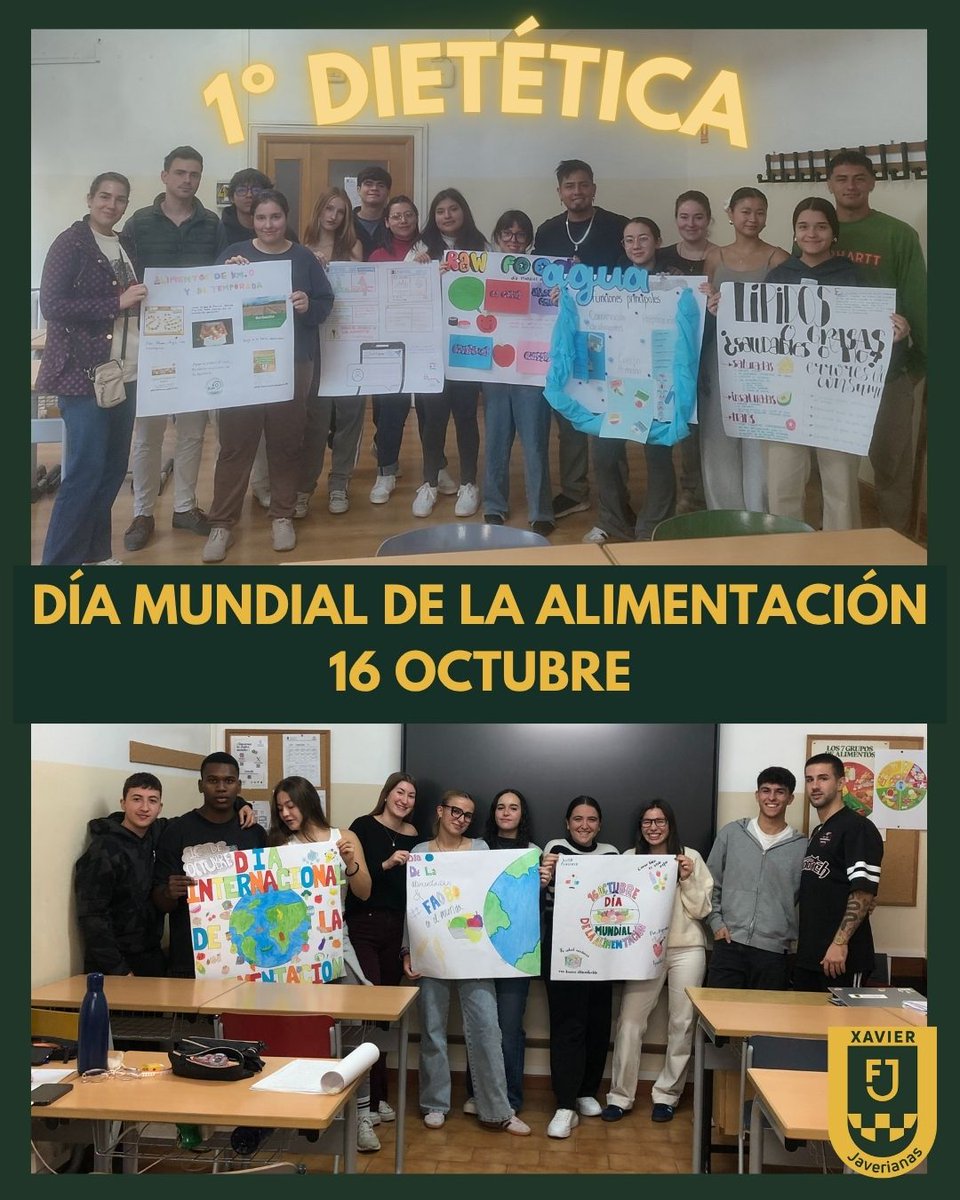 EPJaveriana's tweet photo. 🥦🌍 En la EPJ celebramos el Día Mundial de la Alimentación con los carteles creados por el alumnado de 1º de Dietética 🧠🥗.
Promovemos una alimentación saludable y sostenible 🌎💚. ¡No te pierdas sus mensajes por el centro! 👀✨

#FPdeCalidad #AvanzamosConEsperanza https://t.co/SWcguly4aU