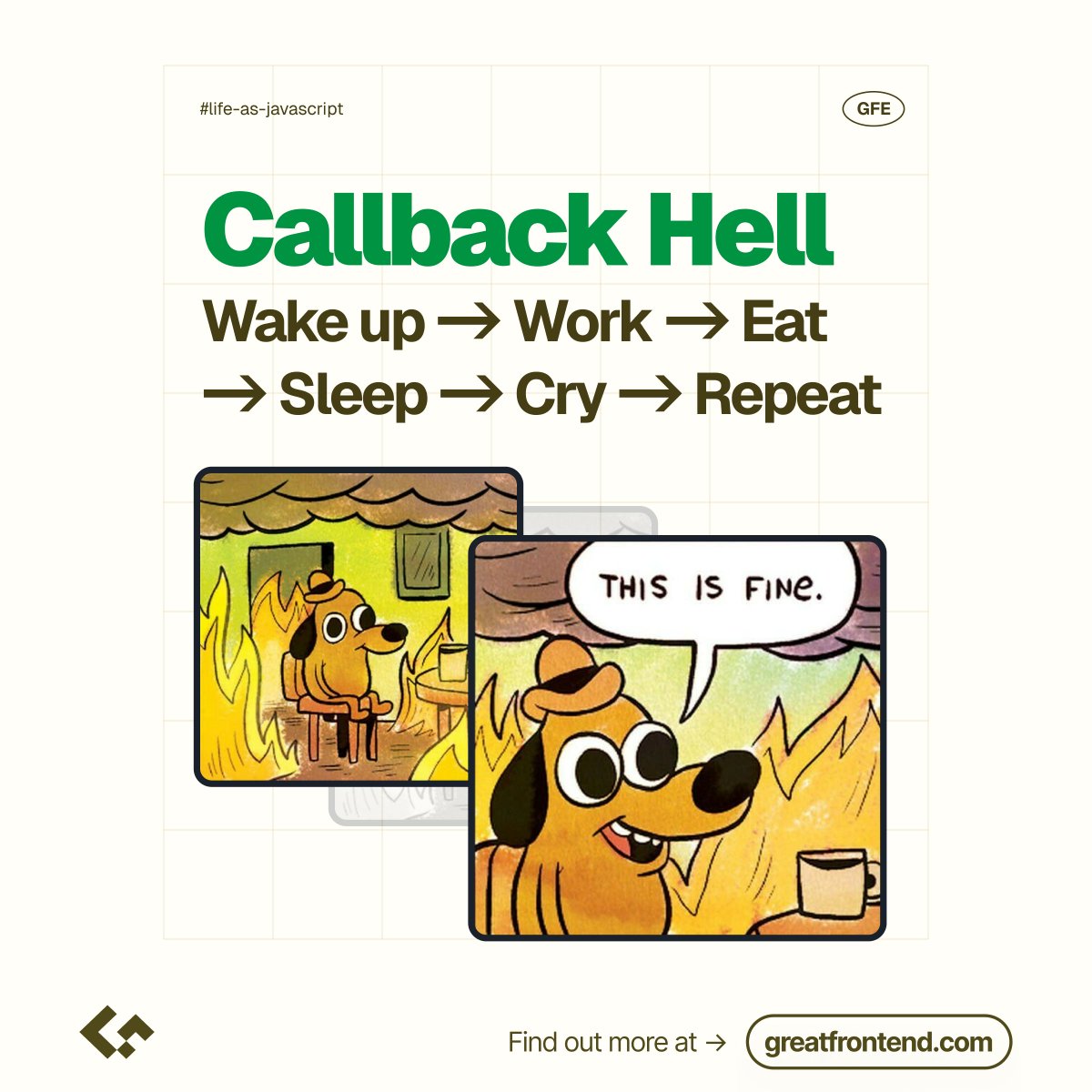 greatfrontend's tweet image. If you’ve ever felt like your week runs on the same event loop, this is for you.

Swipe through Life as JavaScript 🤯 and tell us which slide sums up your current sprint best 👇

#JavaScript #Frontend #GreatFrontEnd #WebDevelopment