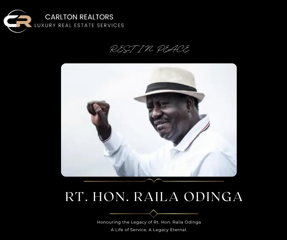 CarltonRealtors's tweet photo. We extend our deepest condolences to the family of the Rt. Hon. Raila Odinga and to the people of Kenya on his passing.

At Carlton Realtors, we stand in solidarity with the Government and the people of Kenya during this time of national mourning. #KenyaMourns #RIPRailaOdinga https://t.co/MBM5fOUXXs