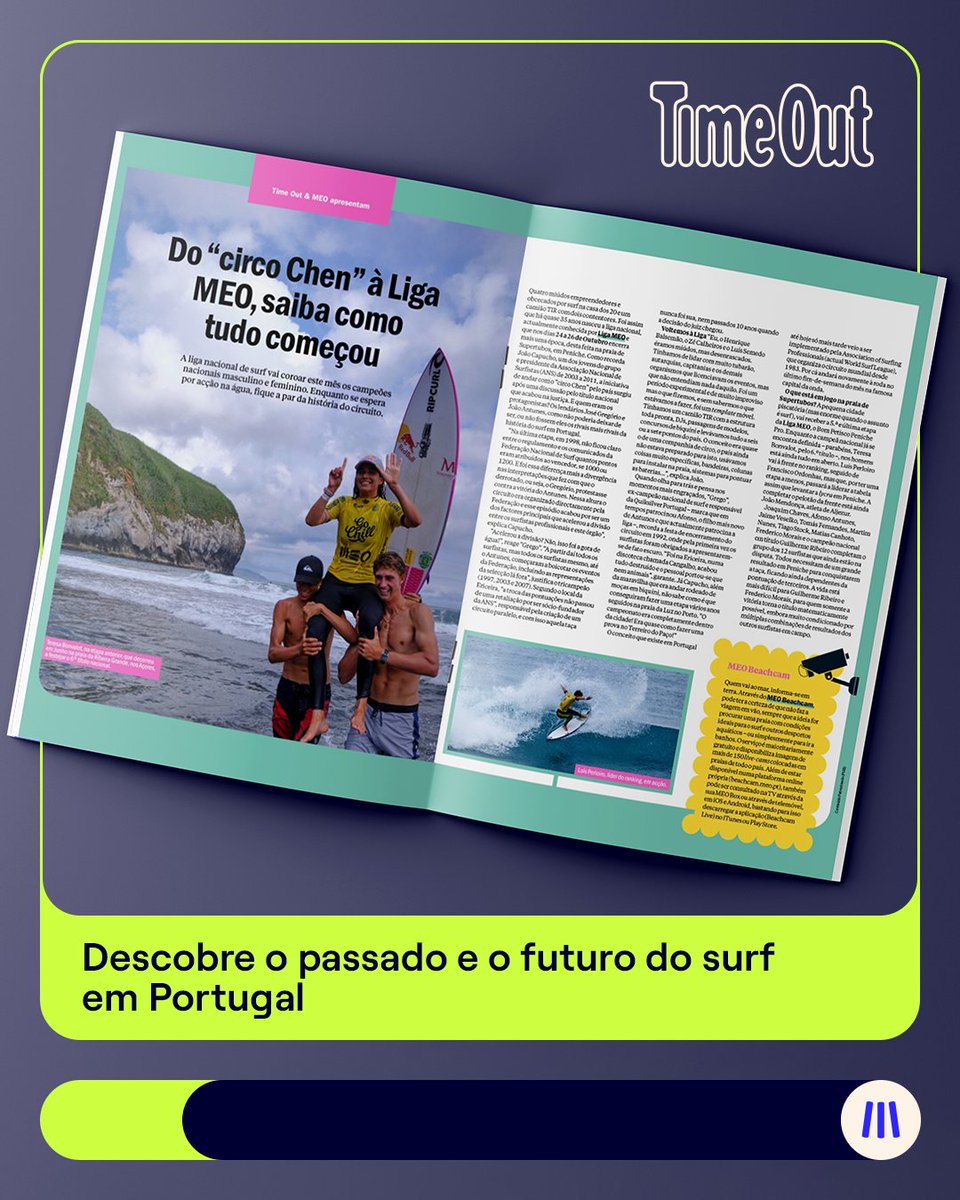 MEOpt's tweet image. O surf português prepara-se para escrever um novo capítulo! De 24 a 26 de outubro, Peniche recebe a última etapa da Liga MEO Surf 2025, na praia de Supertubos. Sabe como começou o maior evento do surf português, na Time Out. 
👉em.meo.pt/TOLiga_out25  
#MEO #LigaMEOSurf #TimeOut