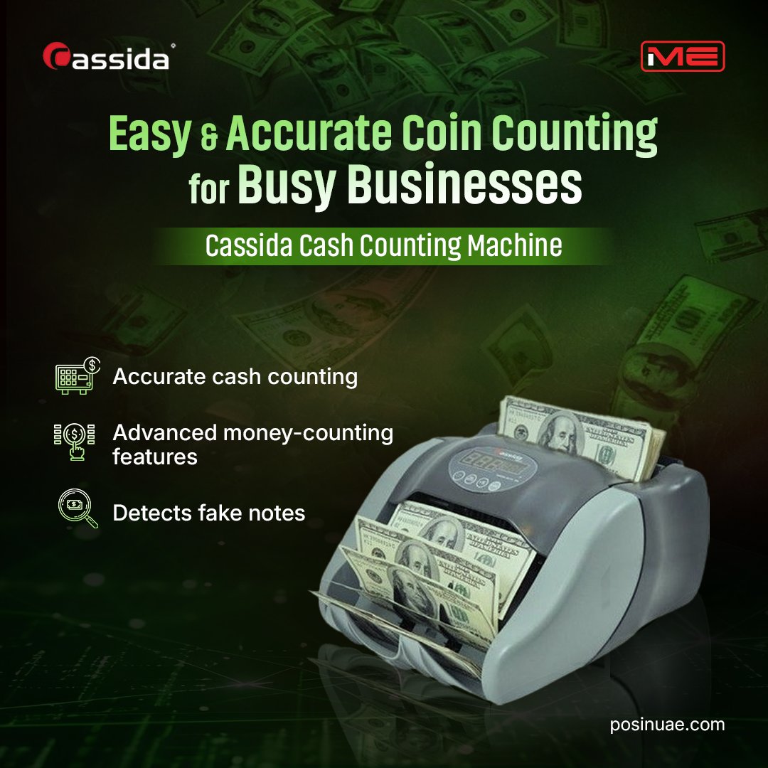 POSINUAE1's tweet image. Make cash handling faster and smarter with the Cassida Cash Counting Machine! 💰✨

Count on accuracy. Count on Cassida!

📞 Call or WhatsApp: +971 4354 6020
📩 Email: sales@infomeuae.com

🌐 Check Products: posinuae.com/products/coin-…

#POSINUAE #CashCountingMachine #Cassida