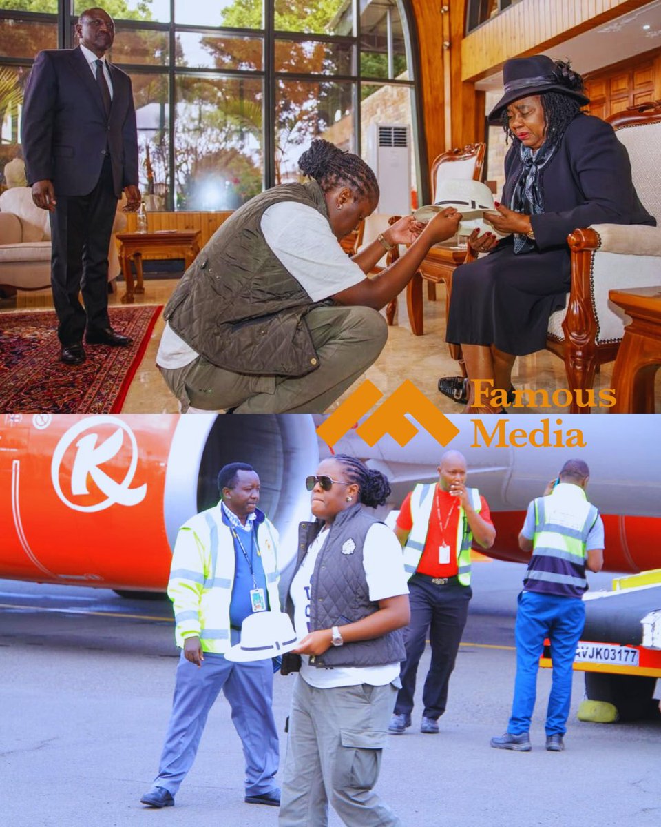 thefamoustvke's tweet photo. Emotional moment as Winnie Odinga presents her late father’s hat to Mama Ida Odinga after arriving in the country from India.

The whole World is mourning the People's President. https://t.co/LMRjE6OD7y