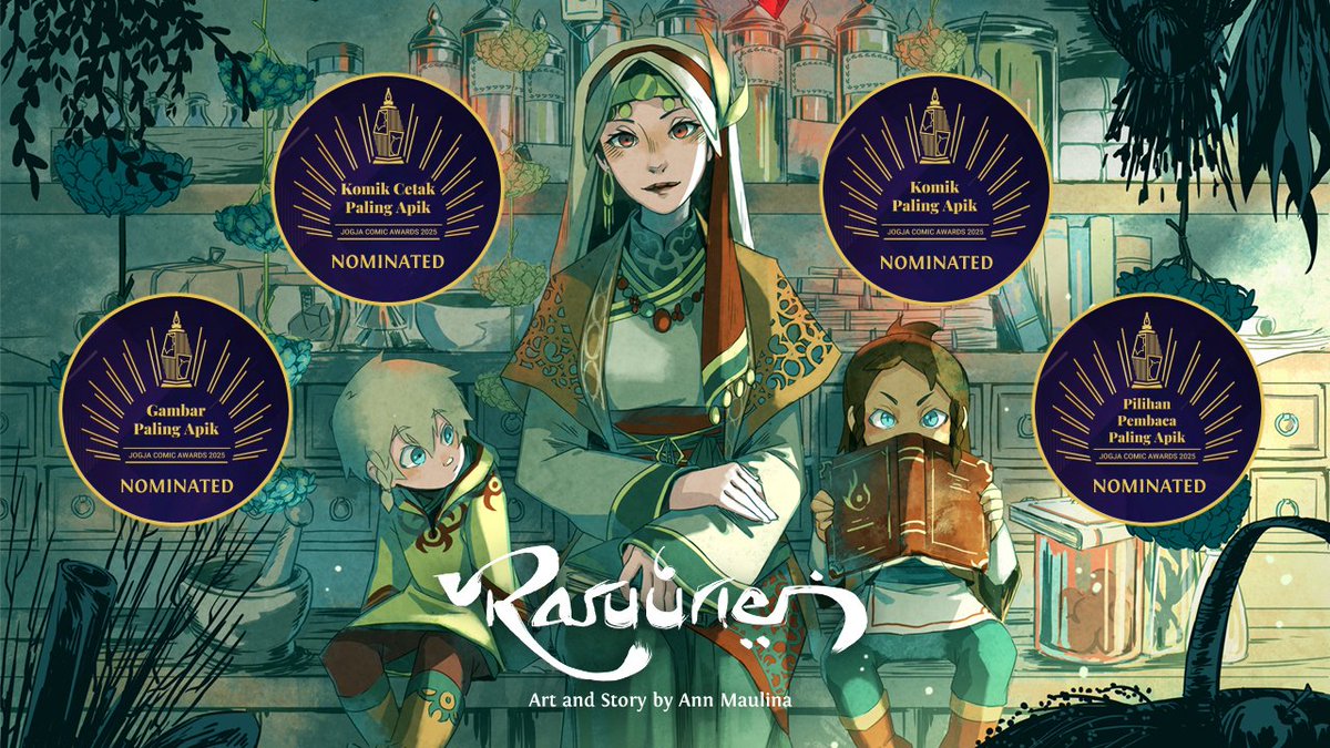 Ann_Maulina's tweet image. #Raruurien was nominated in four categories at the Jogja Comic Awards. Thank you all for reading Raruurien! The categories:
- Best Visual
- Best Comic
- Best Printed Comic
- Reader's Choice

The winner for Reader's Choice has been announced, but the rest wil be announced tomorrow