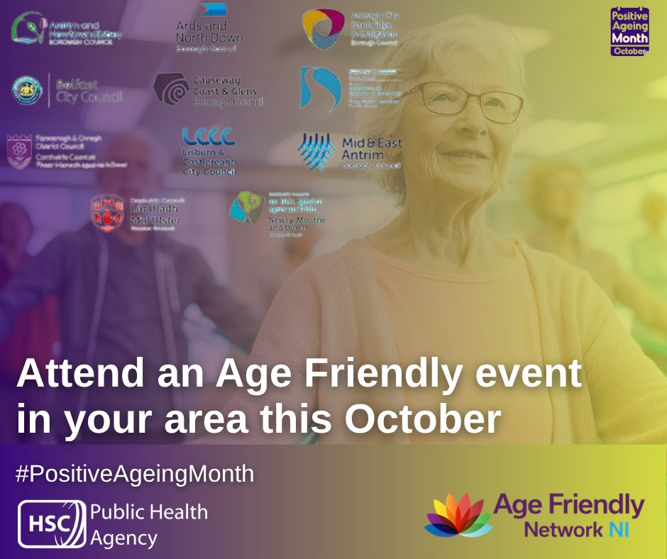 Throughout October, there are a host of Age Friendly events scheduled in your local council area as part of #PositiveAgeingMonth. 

You can find links to your council website events here: loom.ly/fWKq44Q